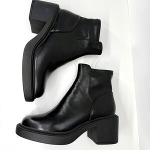 Madden Girl Womens Black Faux Leather Platform Chunky Heel Ankle Boots Size 11M